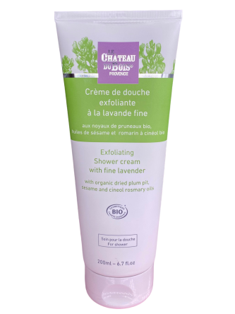 Exfoliating shower cream with fine lavender for body certified organic - tube of 6.6 fl.oz.us
